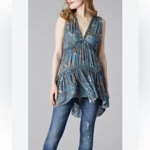 Free People Purple Haze Floral Tiered Tunic Small